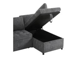 Sofá de 3 plazas, sofá cama con puertos USB y espacio de almacenaje, respaldo tapizado - Chenilla gris oscuro