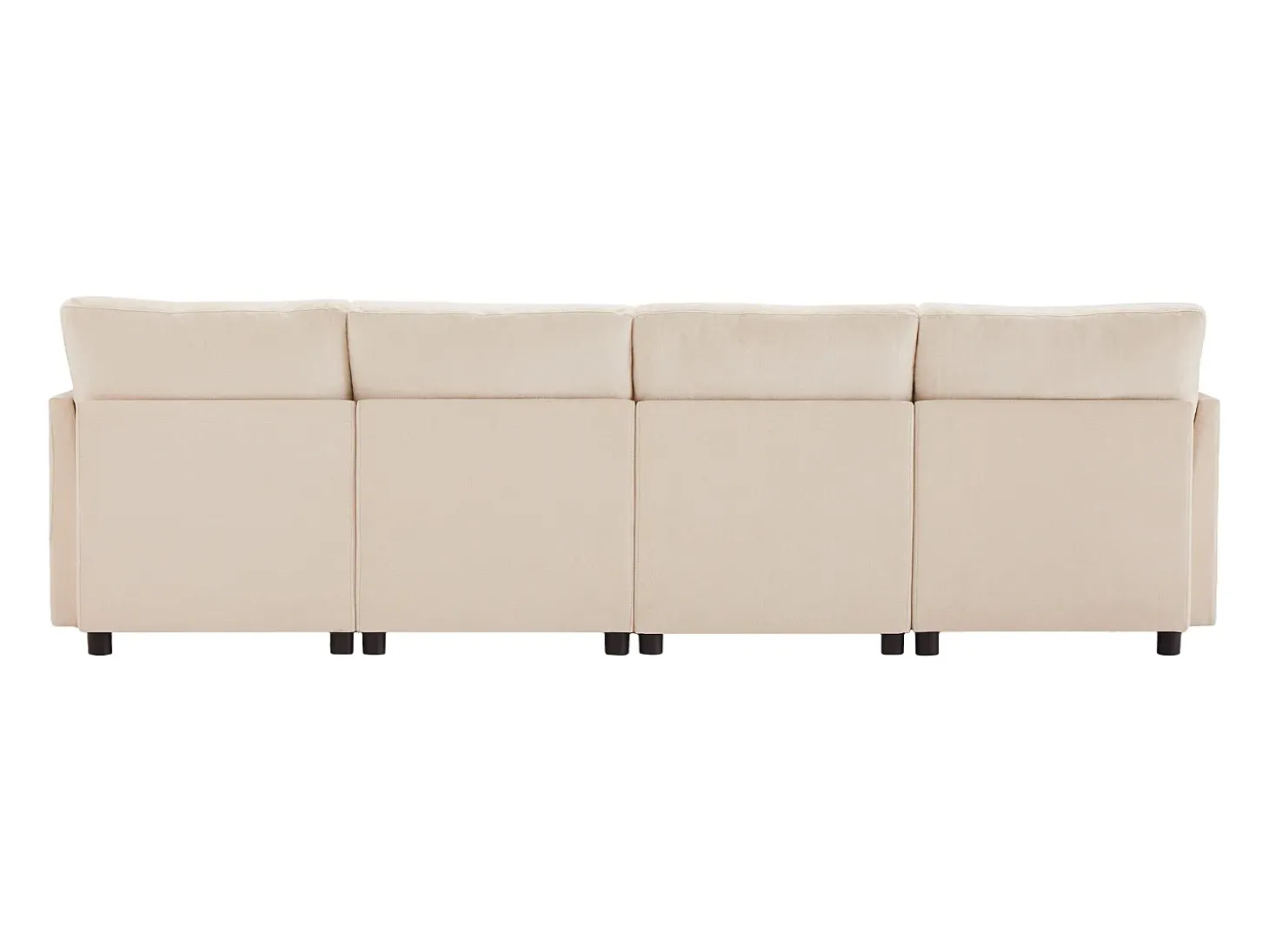 Sofá de 4 plazas, sofá de chenilla con respaldo y reposabrazos tapizados, reposapiés móvil - beige