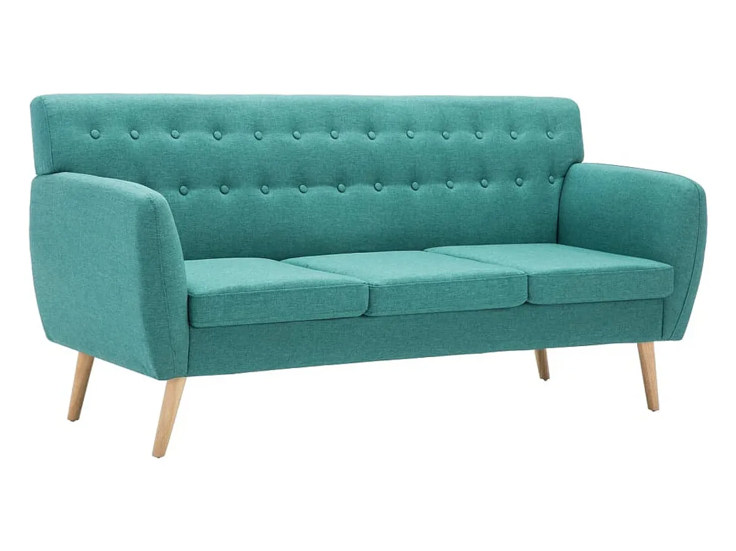Sofá de 3 plazas tapizado de tela verde 172x70x82 cm