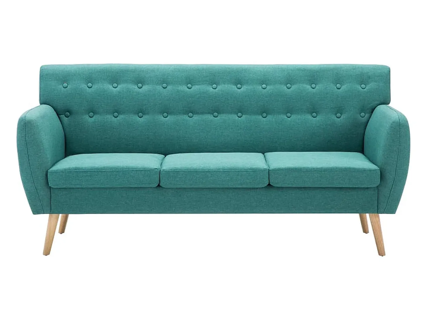 Sofá de 3 plazas tapizado de tela verde 172x70x82 cm