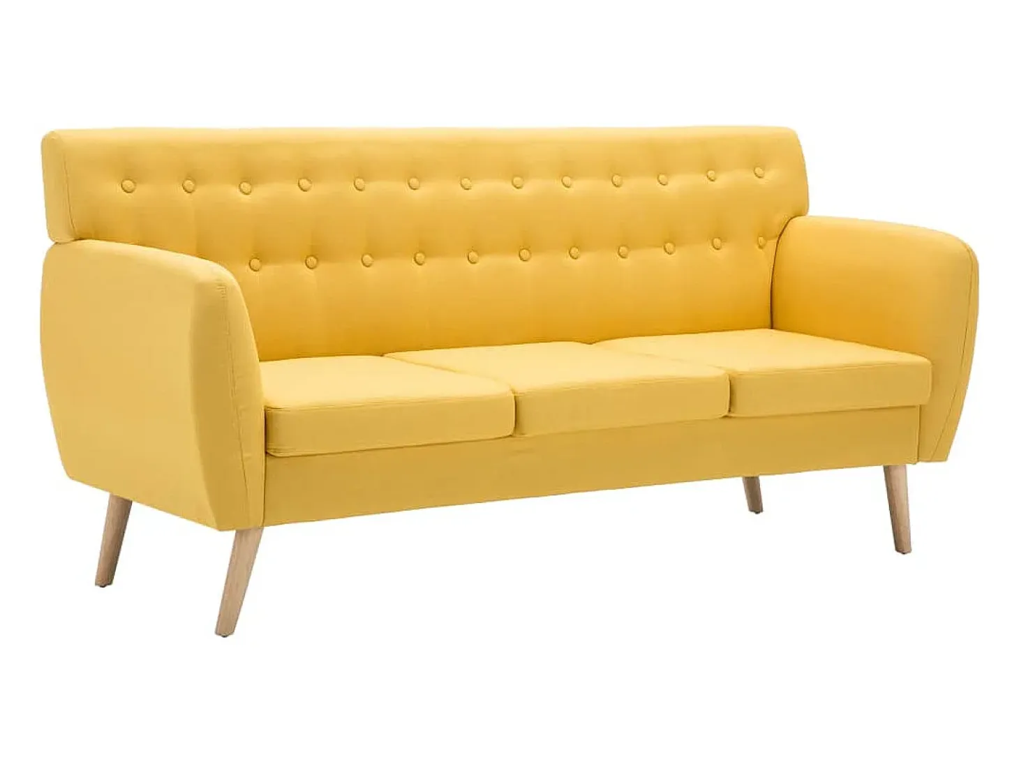 Sofá de 3 plazas tapizado de tela amarillo 172x70x82 cm