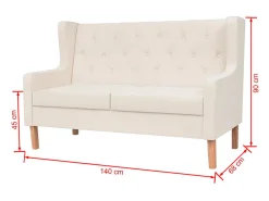 Sofá de 2 plazas tela blanco crema