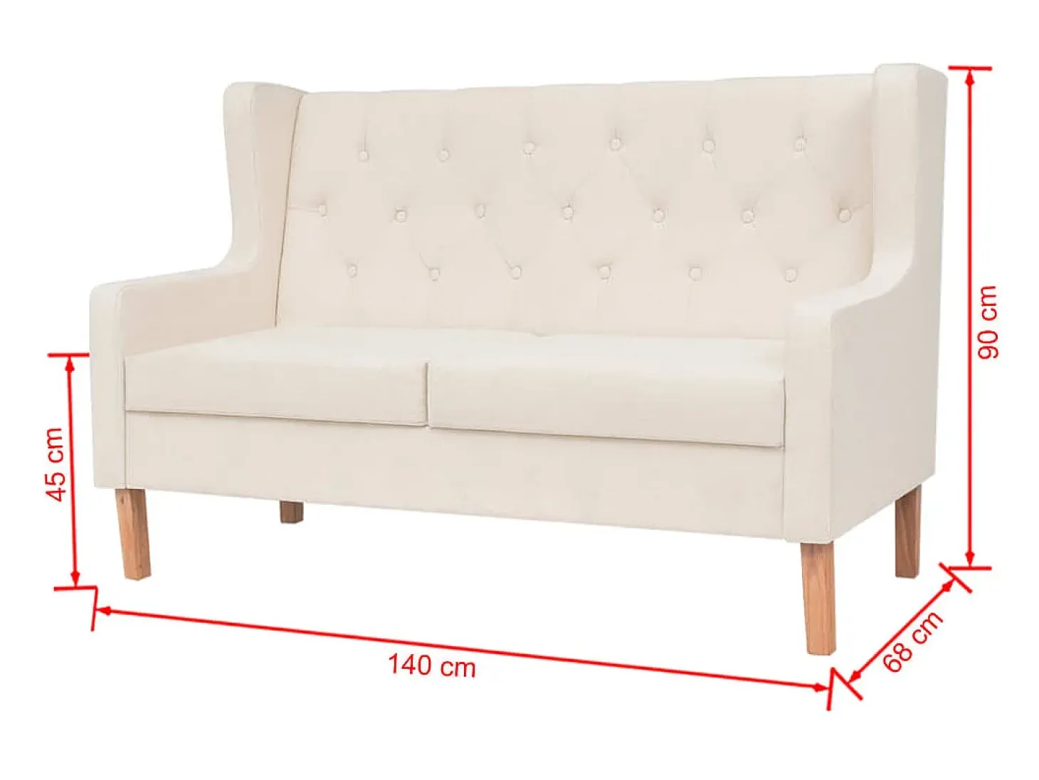Sofá de 2 plazas tela blanco crema