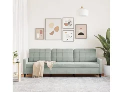 Sofá de 3 plazas terciopelo gris claro 210 cm