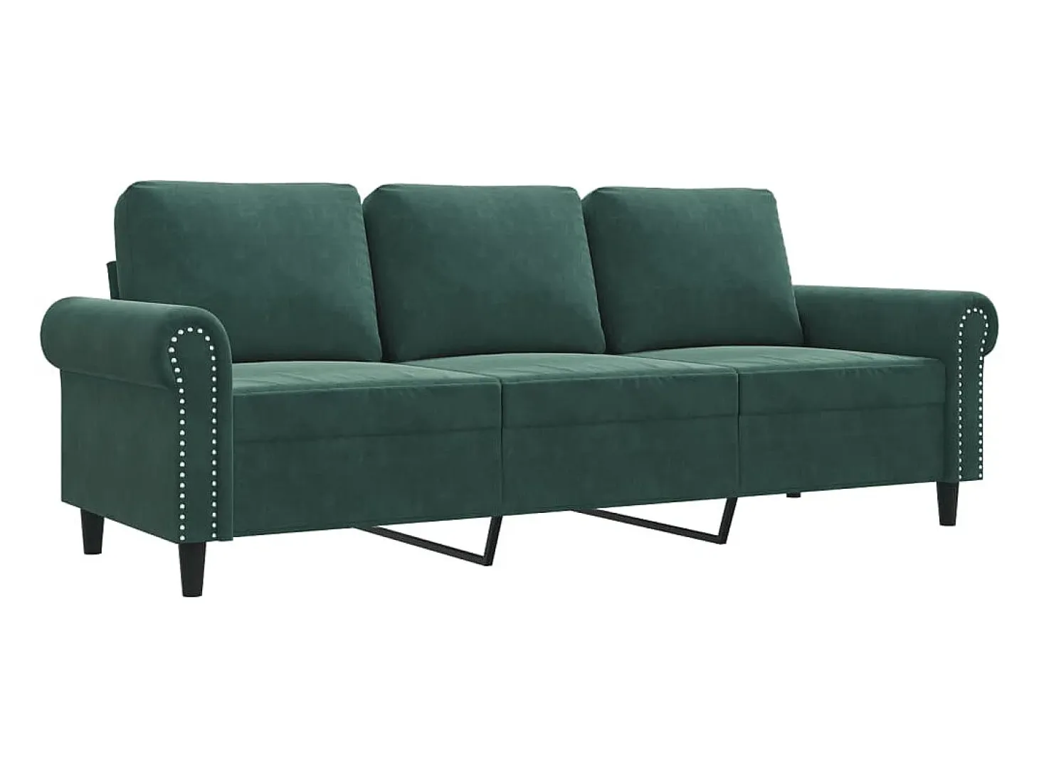 Sofá de 3 plazas terciopelo verde oscuro 180 cm