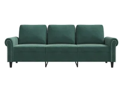 Sofá de 3 plazas terciopelo verde oscuro 180 cm