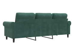 Sofá de 3 plazas terciopelo verde oscuro 180 cm