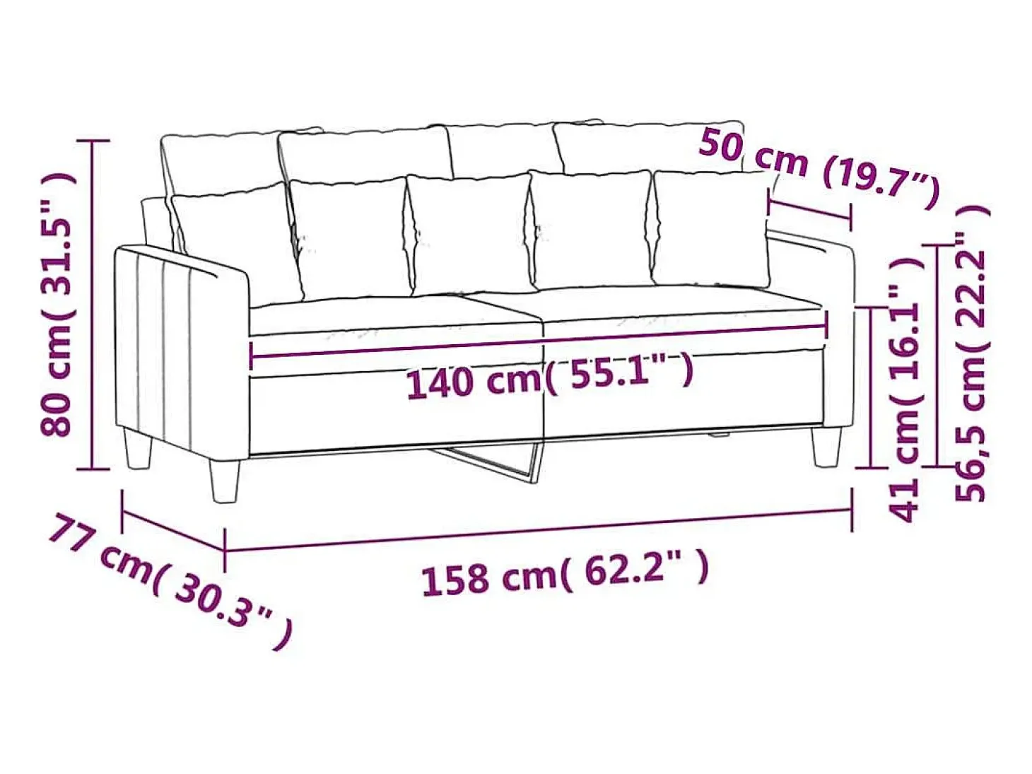 Sofá de 2 plazas terciopelo marrón 140 cm