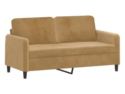 Sofá de 2 plazas terciopelo marrón 140 cm