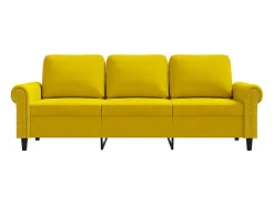 Sofá de 3 plazas terciopelo amarillo 180 cm