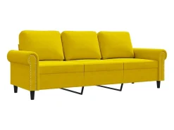 Sofá de 3 plazas terciopelo amarillo 180 cm