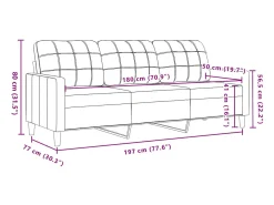 Sofá de 3 plazas terciopelo marrón 180 cm
