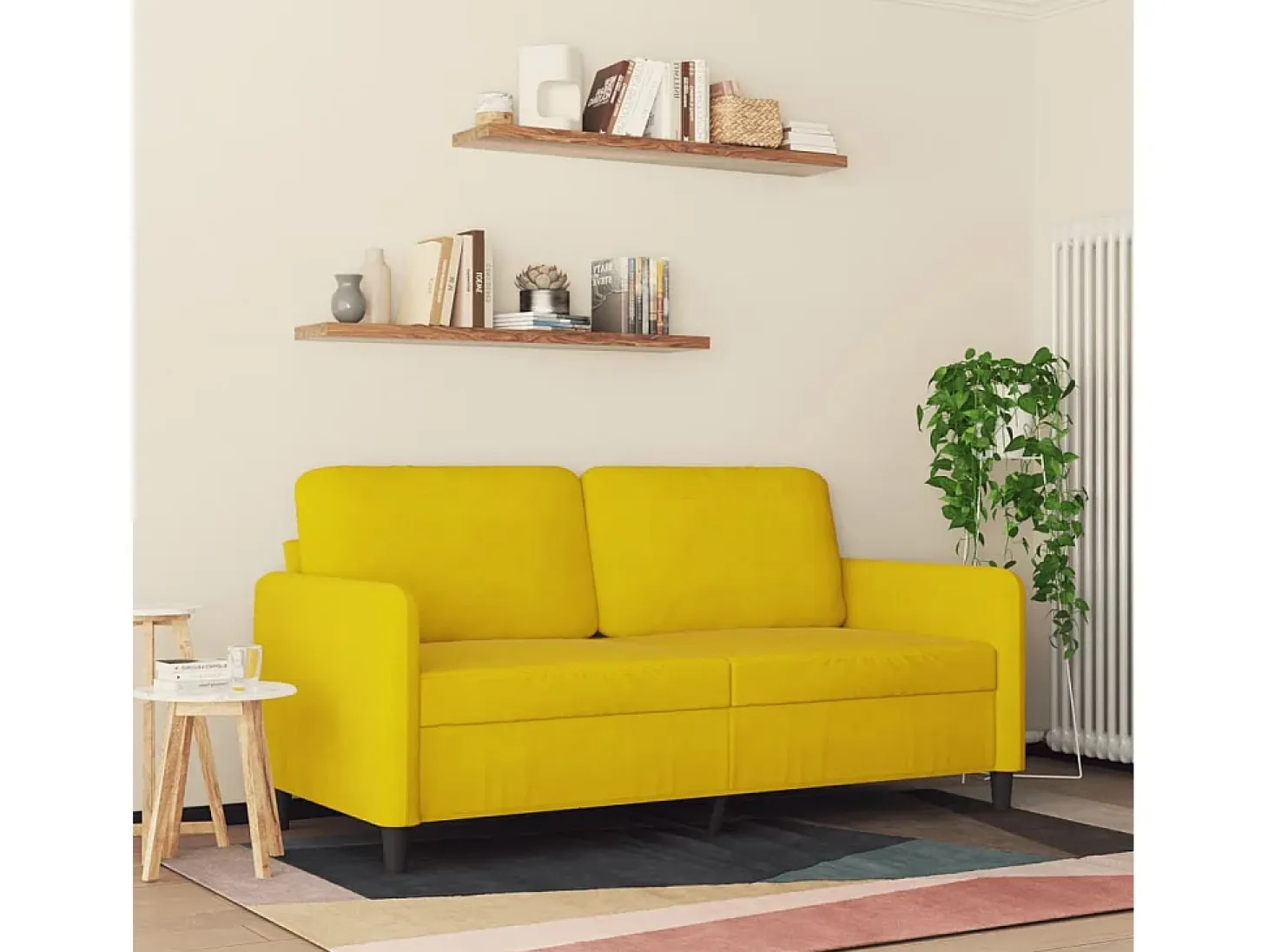 Sofá de 2 plazas terciopelo amarillo 140 cm