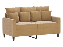 Sofá de 2 plazas terciopelo marrón 120 cm