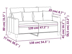 Sofá de 2 plazas terciopelo marrón 120 cm