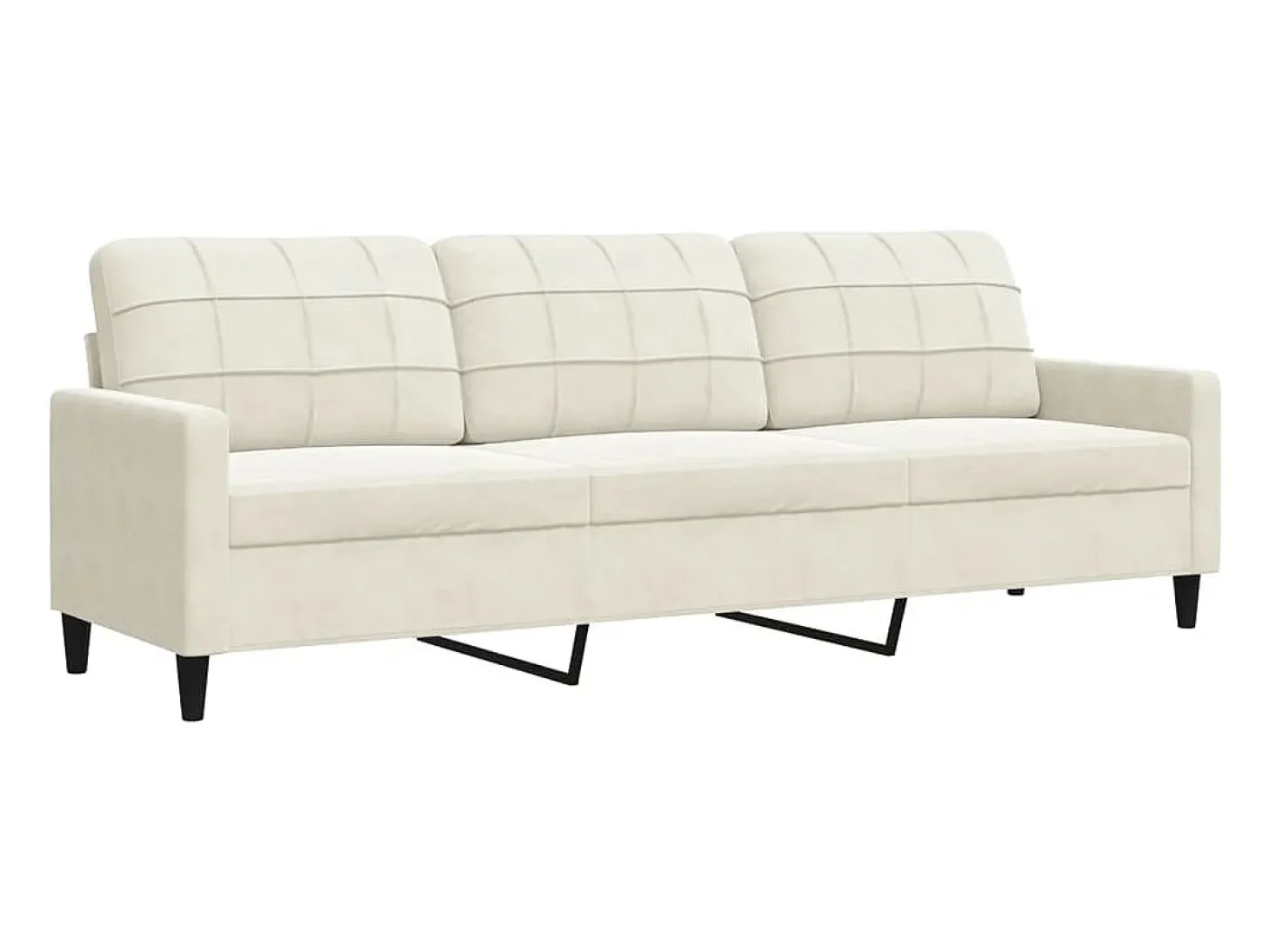 Sofá de 3 plazas terciopelo color crema 210 cm