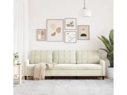 Sofá de 3 plazas terciopelo color crema 210 cm