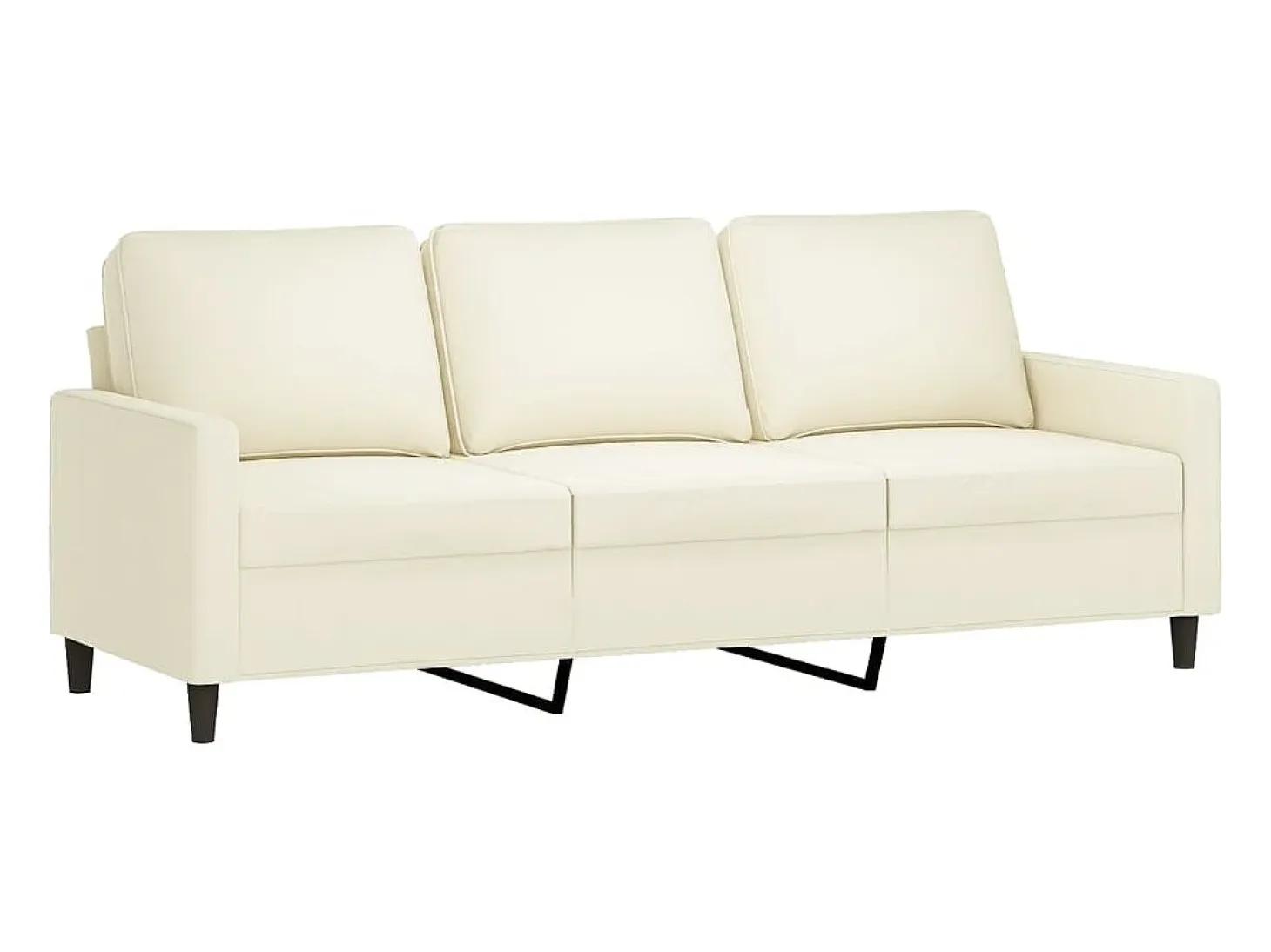 Sofá de 3 plazas terciopelo color crema 180 cm