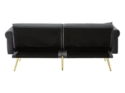 Sofá de 2 plazas, terciopelo gris, con respaldo reclinable de 3 posiciones y patas doradas, para salón y oficina