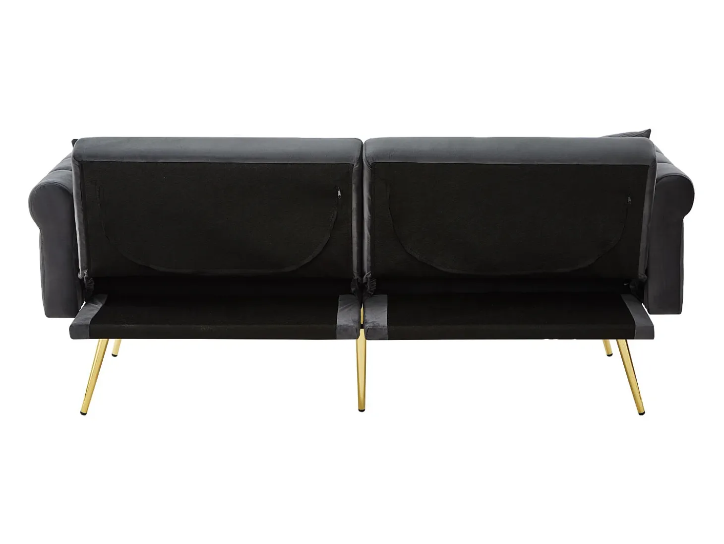 Sofá de 2 plazas, terciopelo gris, con respaldo reclinable de 3 posiciones y patas doradas, para salón y oficina