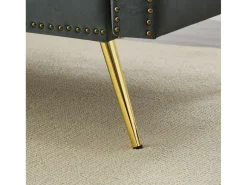 Sofá de 2 plazas, terciopelo gris, con respaldo reclinable de 3 posiciones y patas doradas, para salón y oficina