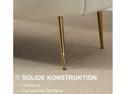 Sofá de 2 plazas, terciopelo, estructura de acero galvanizado, color crema (130x77x77 cm)