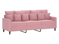 Sofá de 3 plazas terciopelo rosa 180 cm