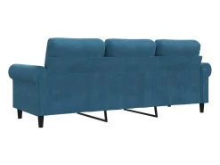 Sofá de 3 plazas terciopelo azul 180 cm