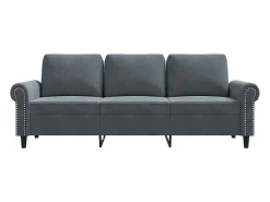 Sofá de 3 plazas terciopelo gris oscuro 180 cm