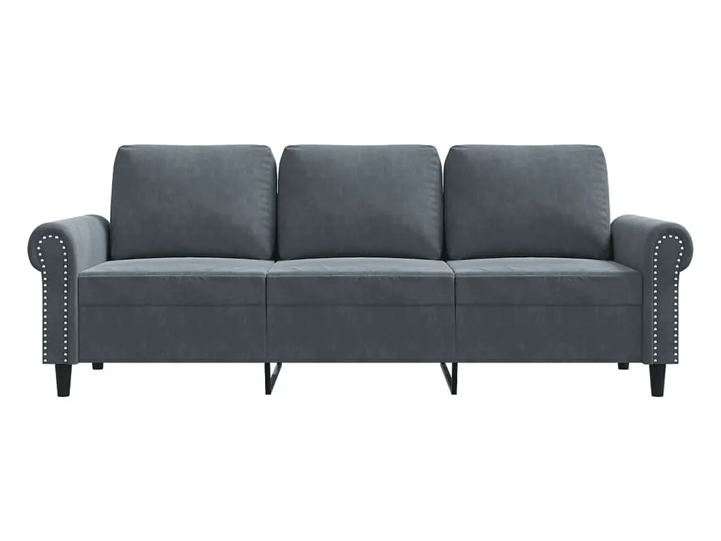 Sofá de 3 plazas terciopelo gris oscuro 180 cm