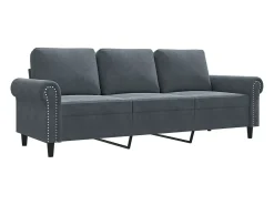 Sofá de 3 plazas terciopelo gris oscuro 180 cm