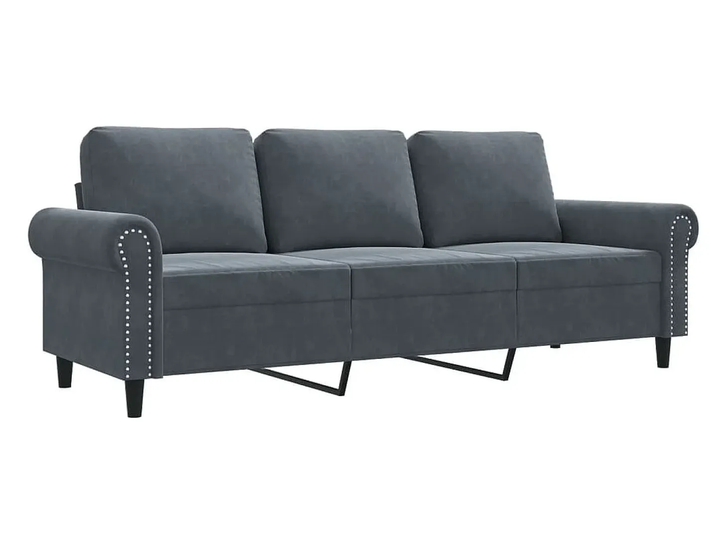 Sofá de 3 plazas terciopelo gris oscuro 180 cm