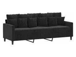 Sofá de 3 plazas terciopelo negro 180 cm PWFG23163