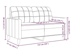 Sofá de 2 plazas terciopelo marrón 120 cm