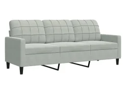 Sofá de 3 plazas terciopelo gris claro 180 cm