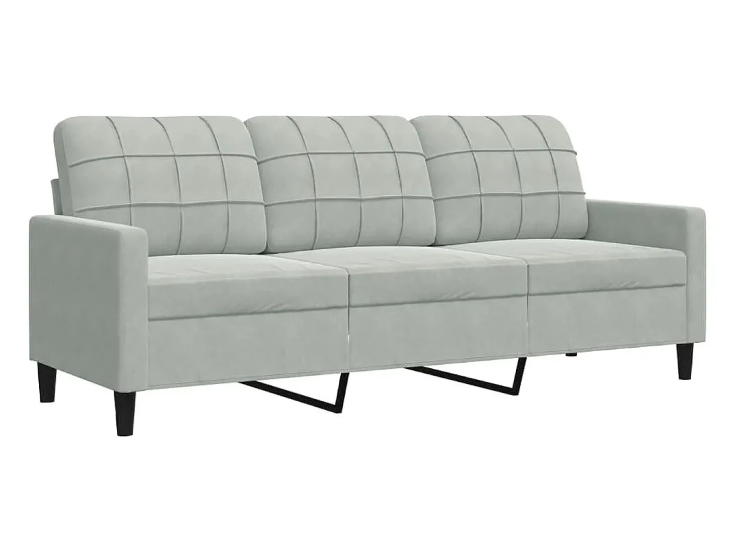 Sofá de 3 plazas terciopelo gris claro 180 cm