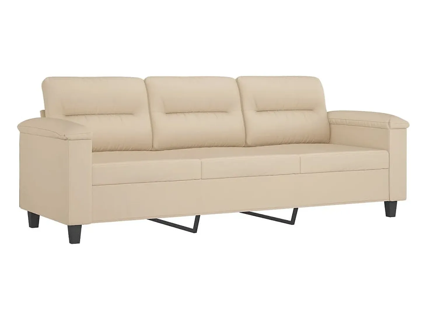 Sofá de 3 plazas y taburete tela microfibra crema 180 cm