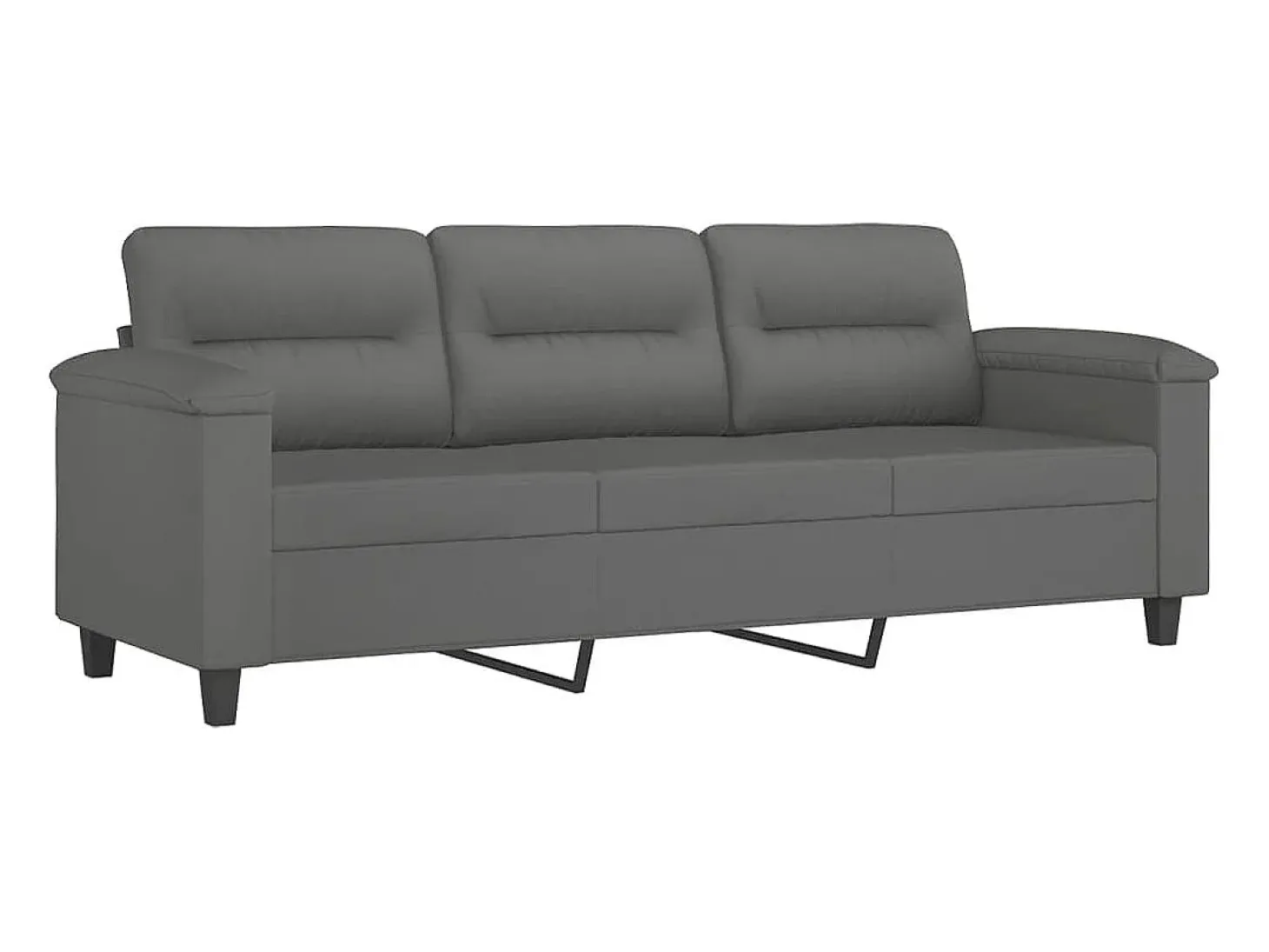 Sofá de 3 plazas y taburete tela microfibra gris oscuro 180 cm