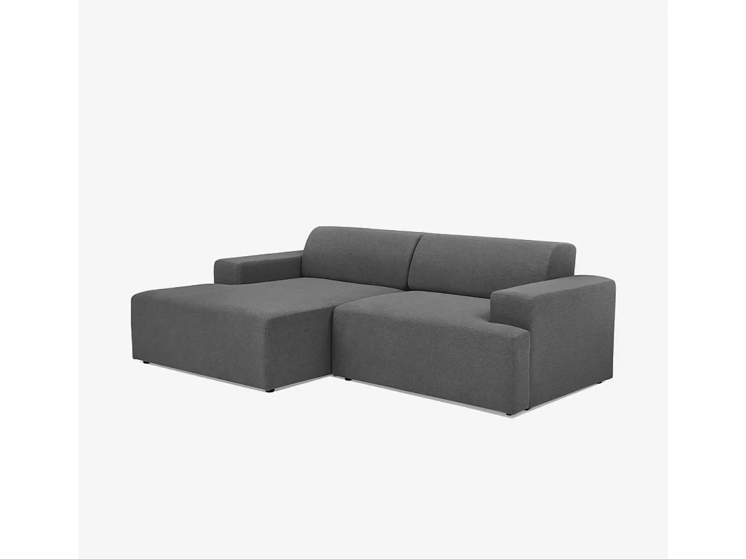 Sofá de diseño de 3 plazas con chaise longue a la izquierda de tela Seginus - Gris Oscuro