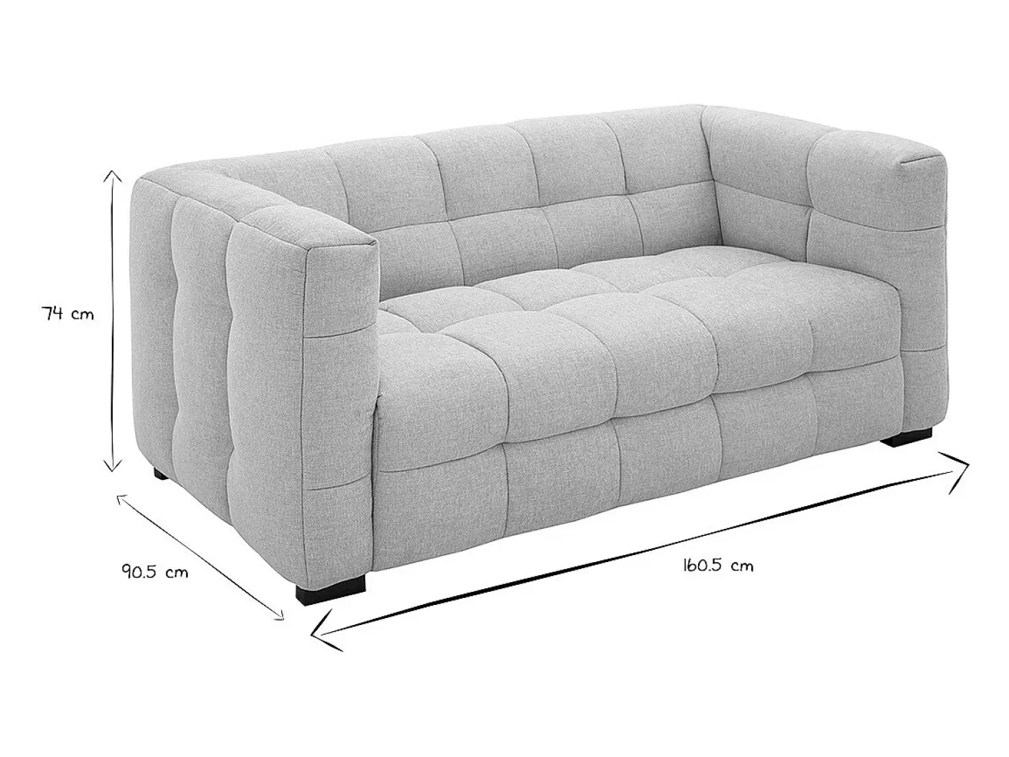 Sofá de diseño de 2 plazas en tejido efecto terciopelo texturizado beige CORTO