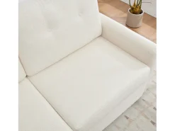 Sofá de dos plazas con cajones de almacenamiento, color marfil.
