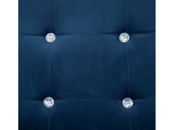 Sofá de dos plazas con reposabrazos cromados y terciopelo azul