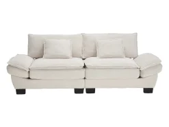 Sofá de dos plazas, de terciopelo, color beige, con reposacabezas y respaldo, ideal para salón y dormitorio