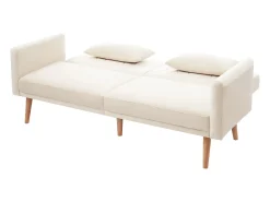 Sofá de dos plazas 180x75x82 cm - Respaldo ajustable - Terciopelo - Beige