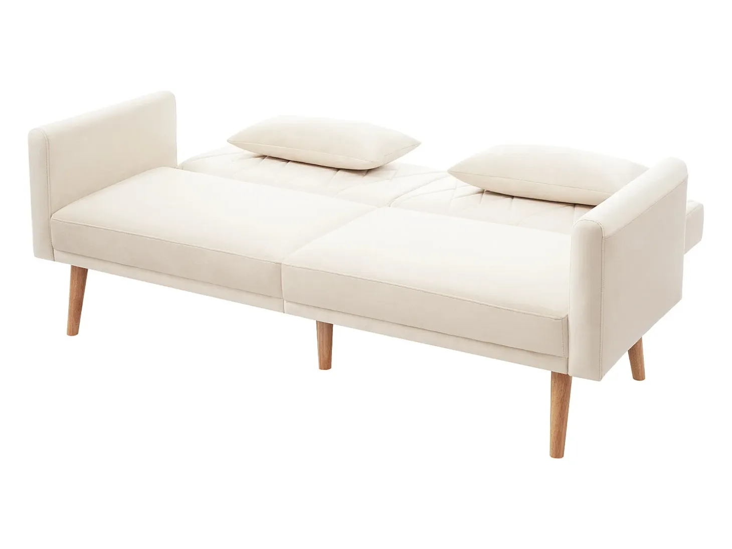 Sofá de dos plazas 180x75x82 cm - Respaldo ajustable - Terciopelo - Beige