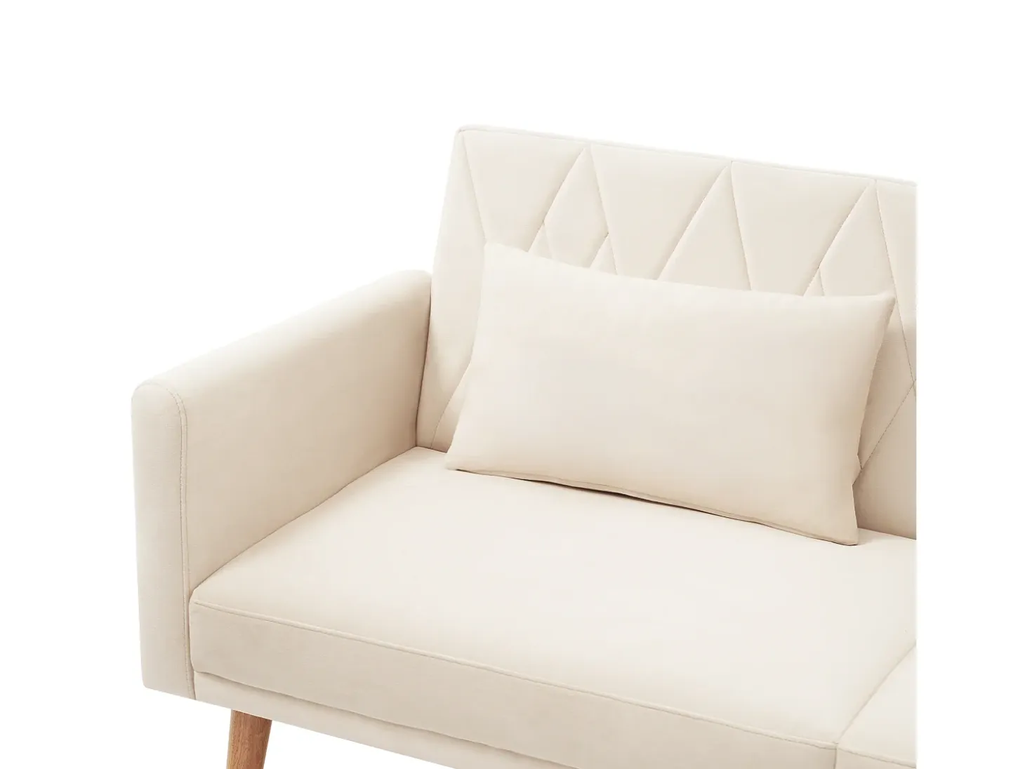 Sofá de dos plazas 180x75x82 cm - Respaldo ajustable - Terciopelo - Beige