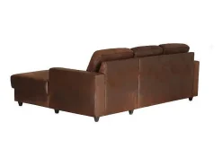 Sofá de esquina 4 plazas Vintage Marrón Contemporáneo - Tela 100% poliéster - Estructura de Pino Macizo - Cómodo y Elegante