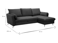 Sofá de esquina convertible reversible con baúl 3-4 plazas en tela verde caqui y madera clara DRISS
