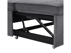 Sofá de esquina convertible con 2 cajones de almacenamiento, cojín y portavasos - Algodón y lino - 270×130×86 cm - Gris