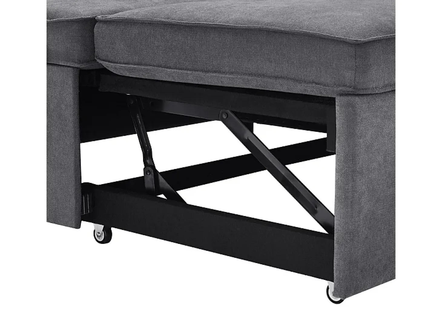 Sofá de esquina convertible con 2 cajones de almacenamiento, cojín y portavasos - Algodón y lino - 270×130×86 cm - Gris